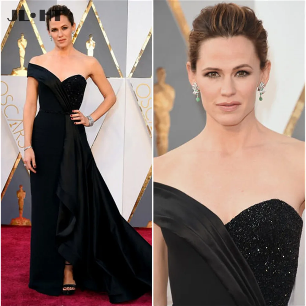 Red Carpet Dress Black Evening Dresses Long Celebrity Dress Satin