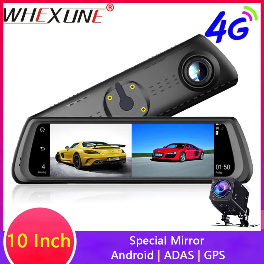 WHEXUNE 4G Android DVR Dash Camera FHD 1080P Rear view Mirror Dvr Car Camera Recorder ADAS Alarm Systems Dash Cam Night Vision