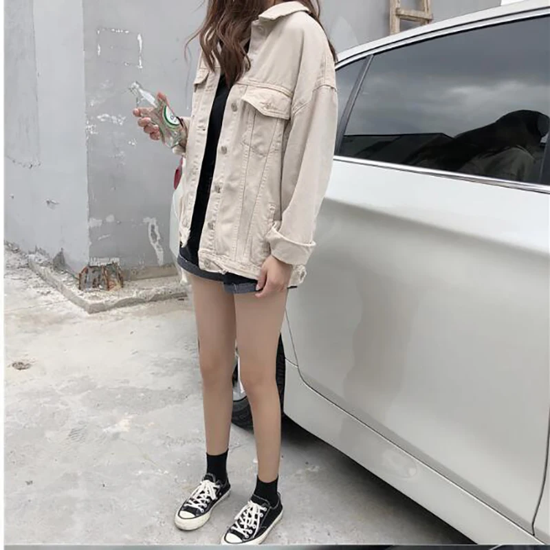 Chaqueta negra mujer абрикосовые джинсы свободные Jaqueta корейский стиль износ 90s куртка