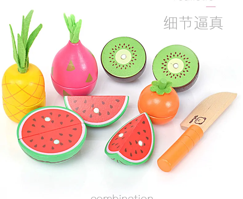 Магнитная детская игрушка, деревянная Магнитная овощерезка для фруктов и овощей, игровой домик для девочек и мальчиков, кухонная игрушка