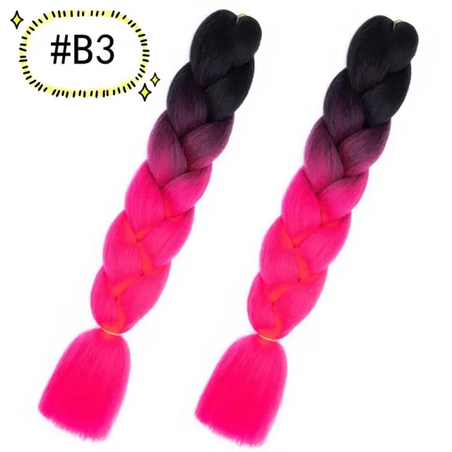 Jumbo Braiding Hair Extensions Kanekalon Braiding Hair 24 Inch Ombre Multiple Tone Colored Synthetic Hair for Women B3