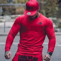 Casual Long sleeve Cotton T-shirt Men Gym Fitness Bodybuilding Workout Skinny t shirt Male Print Tee Tops Sporty Brand Clothing
