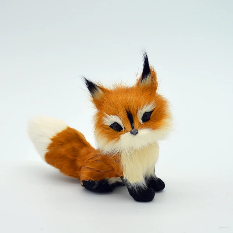 3 Styles Mini Squatting Fox Model Cute Simulation Brown Fox Home Decoration Wedding Birthday Gift Plush Figures Craft Miniatures miniature ornament plush toy miniature figurines