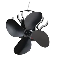 1pc preto liga de alumínio fogão fã de baixo ruído lareira eco amigável silencioso chimenea ventilador casa eficiente calor distribut durável