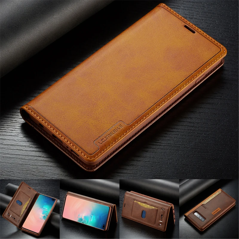 

For Samsung Galaxy S10 S9 S8 Plus Magnetic Flip Wallet Card Stand Business Luxury Leather+Soft TPU For Galaxy S10E Case Cover