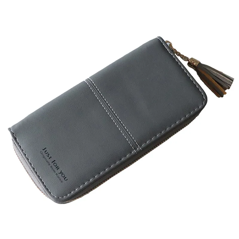 dark gray Кошелек женский длинный корейский стиль прилива личности небольшой свежий простой студенческий милый тонкий кошелек для монет - Цвет: dark gray