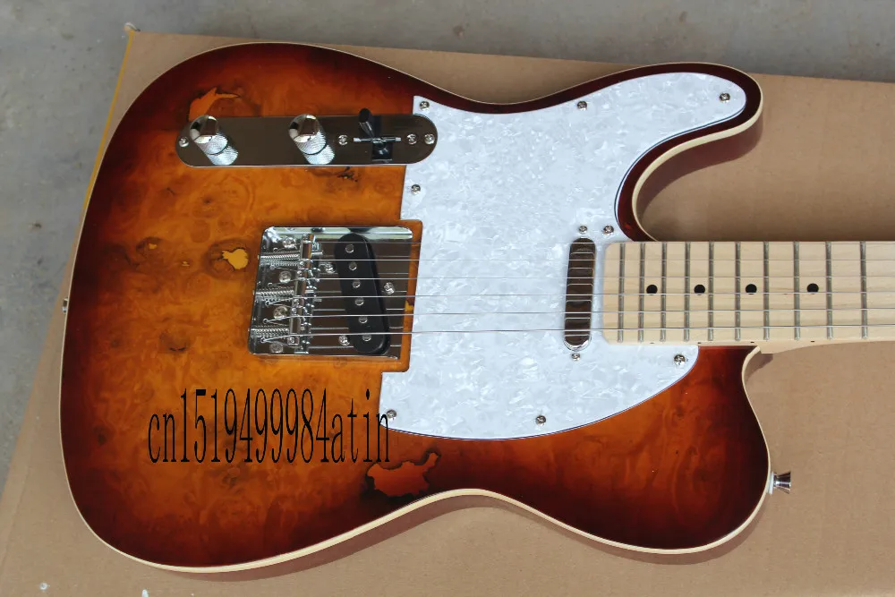 Оптовая продажа высокое качество клен гриф F левша Sunburst электрогитара белая Guard