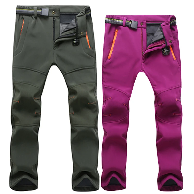 

Stretch Waterproof Casual Pants Men Women Winter Warm Thick Fleece Shark Skin Trousers Male Sweatpants Softshell Cargo Pants