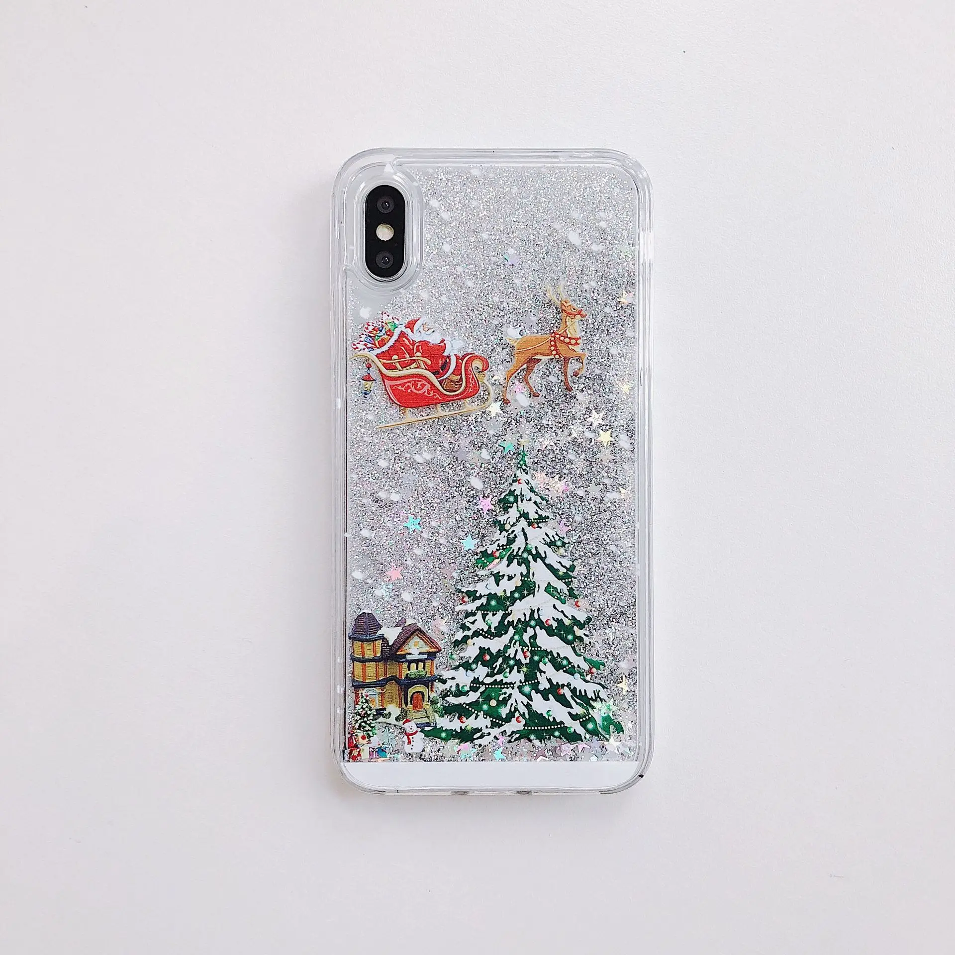 Чехол для телефона с изображением Санта Клауса лося для iPhone 11Pro Max XS Max Рождественский зыбучий песок позолоченный чехол для iPhone 11 XR 8 7 6 6S Plus