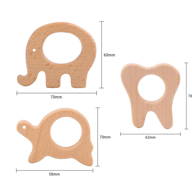 Teether 3pc TYRY. HU Детские Прорезыватели с бусинами DIY Детские Прорезыватели для зубов деревянные кольца держатель для соски аксессуары деревянные бусины Прорезыватель для зубов - Цвет: Teether 3pc
