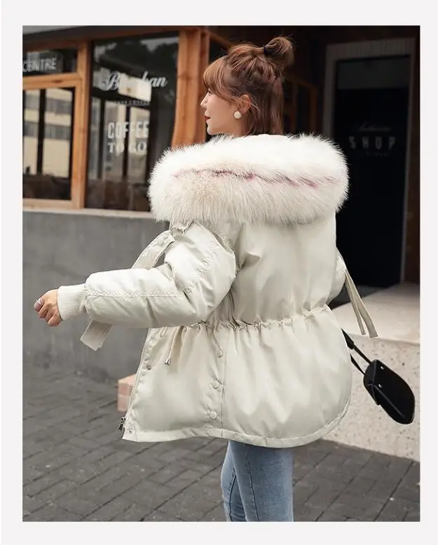 Manteau d'hiver femmes режим fourrure col A capuche epais chaud coton-remburré veste femmes grande Tail femme vlectement d'