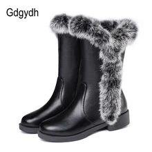 Gdgydh kobiet śnieg buty 2021 New Arrival ciepłe prawdziwe futro pluszowa wkładka kobiet na zimę na niskim obcasie wygodne duże rozmiar 48
