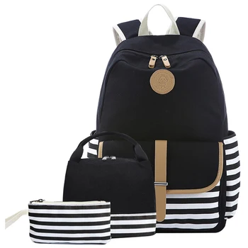 

PPYY NEW -Teens School Bags,Student Canvas Bookbag,Durable Laptop Backpack Fits 16 Inch Laptop, Shoulder Bag + Lunch Bag + Penci