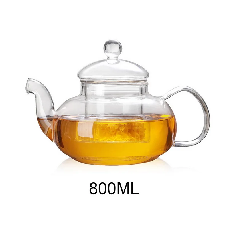 800ml 400/600/800/1000 мл термостойкие Стекло Цветочный чай горшок с заварки Чай лист травяной Кофе горшок Практические Прозрачный Чай чайник - Цвет: 800ml