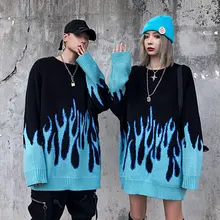

Hip Hop Sweaters Fire Flame Knitted Sweater Jumpers Streetwear Harajuku Mens Fashion Casual Pullover Tops Coats Winter Clothes