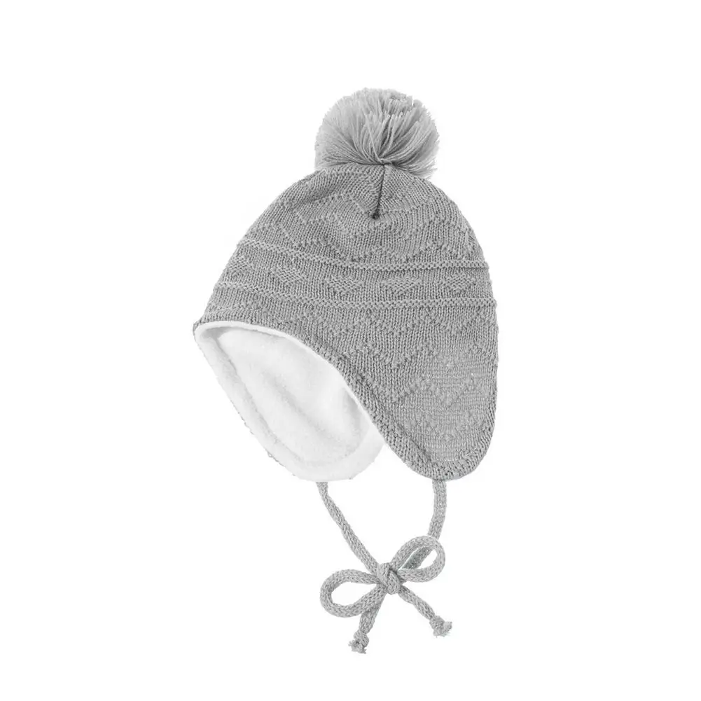 Warm Kids Knitted Hats With Ear Flaps Breathable Baby Thermal Mitten Caps Set Windproof Children Fleece Lined Knitted Hat 2 Piec