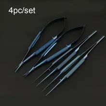 4pcs/set 14cm Titanium microsurgical instruments microsurgery instruments Kit scissors needle holder forceps