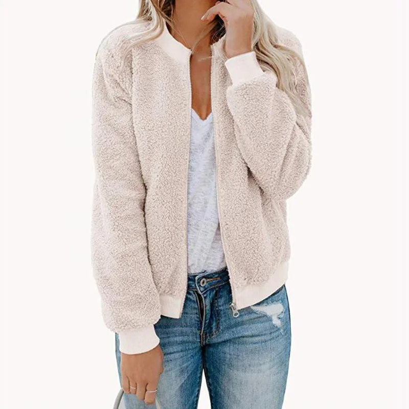 

Autumn Jacket Zipper Polar Fleece Jacket Women Clothes Fall Solid Color Casual Fashion Cardigan Tops Cool Sexy Slim Coat Lady