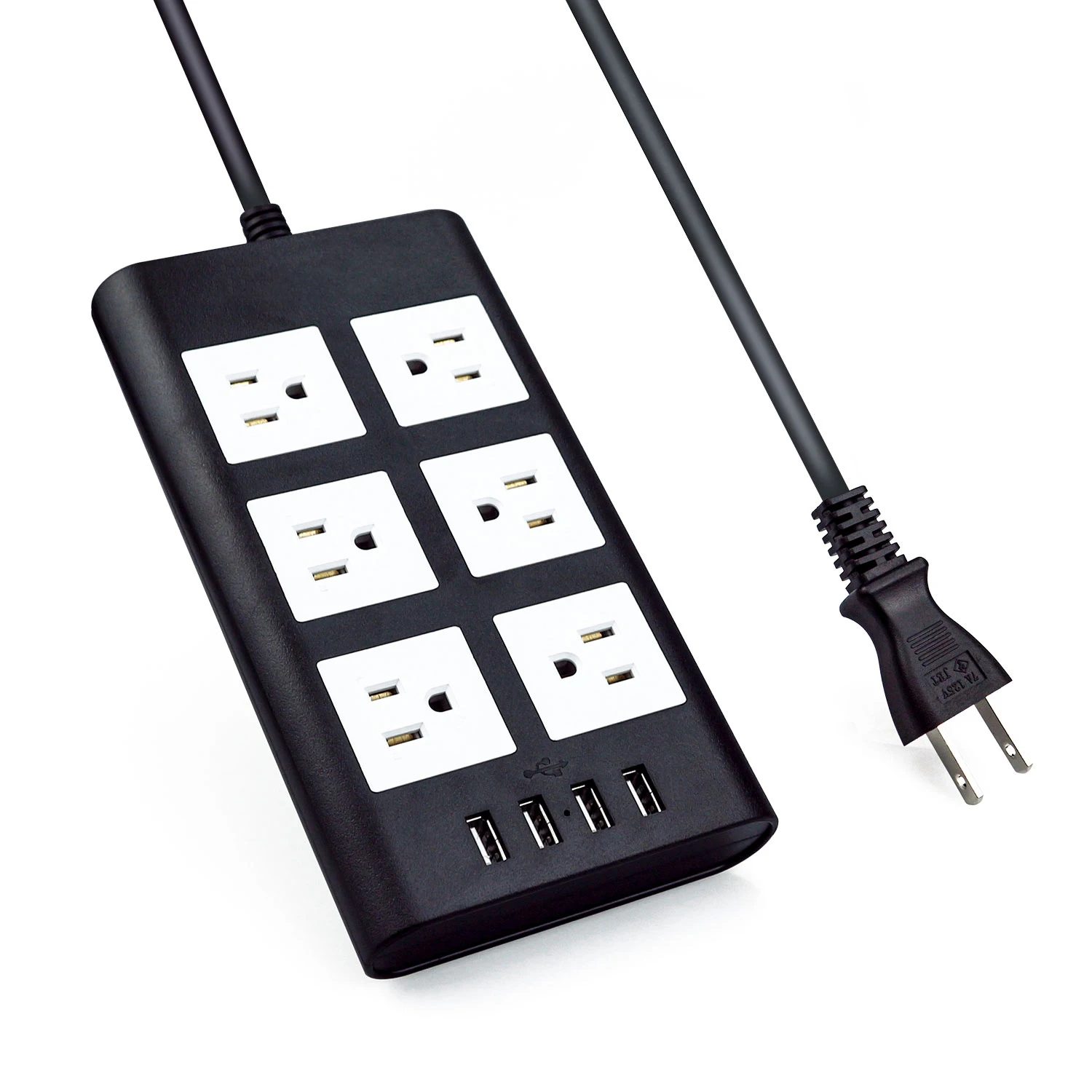 Black USB power Strip США электрическая розетка с USB удлинитель настольная розетка 10A Защита от перенапряжения 2 м удлинитель - Цвет: Black