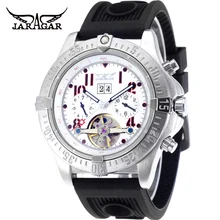 Мужские часы класса люкс с JARAGAR римскими цифрами и кожаным ремешком, автоматические механические наручные часы, подарочная коробка