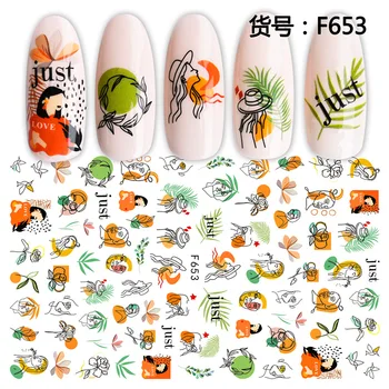 

2020 DIY 3D Nail Art Sticker Adhesive Sticker Decals Tool Abstract Women & Leave Nail Art Tattoo Decoration Z0323