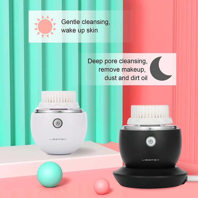 Liberex белая черная Очищающая щетка для лица массажер ультразвуковое устройство 3