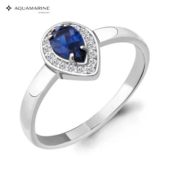 

Ring AQUAMARINE with nanosapfirom, cubic zirconia, silver 925