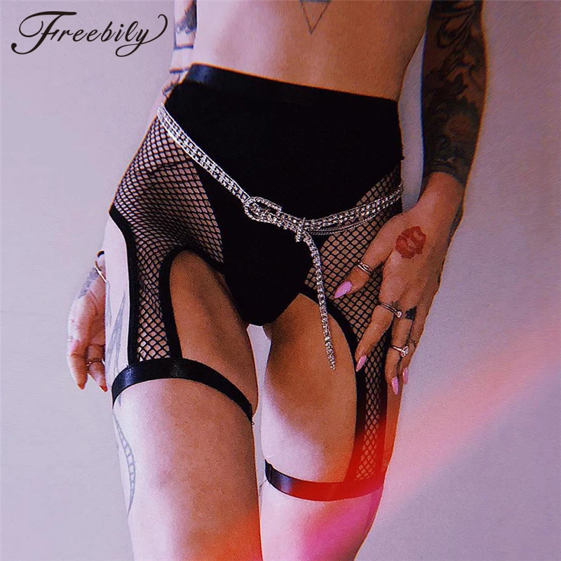 

Mesh Black Shorts Women Summer Sexy High Waist See Through Fishnet Splice Cutout Booty Shorts Rave Festival Elastic Short Pants