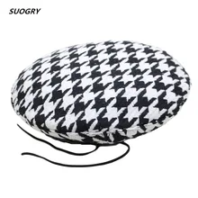 SUOGRY Autumn Winter Fashion Houndstooth Berets Hats For Women Black White Bonia Caps Female Gorras