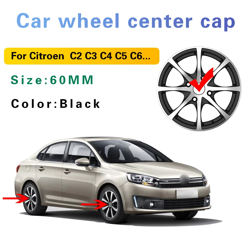 

4X 60mm Car Wheel Center Cap Hub Caps Styling Accessories For Citroen C2 C3 C4 C5 C6 C-Quatre 2012 2013 2014 2015 2016 2017 2018