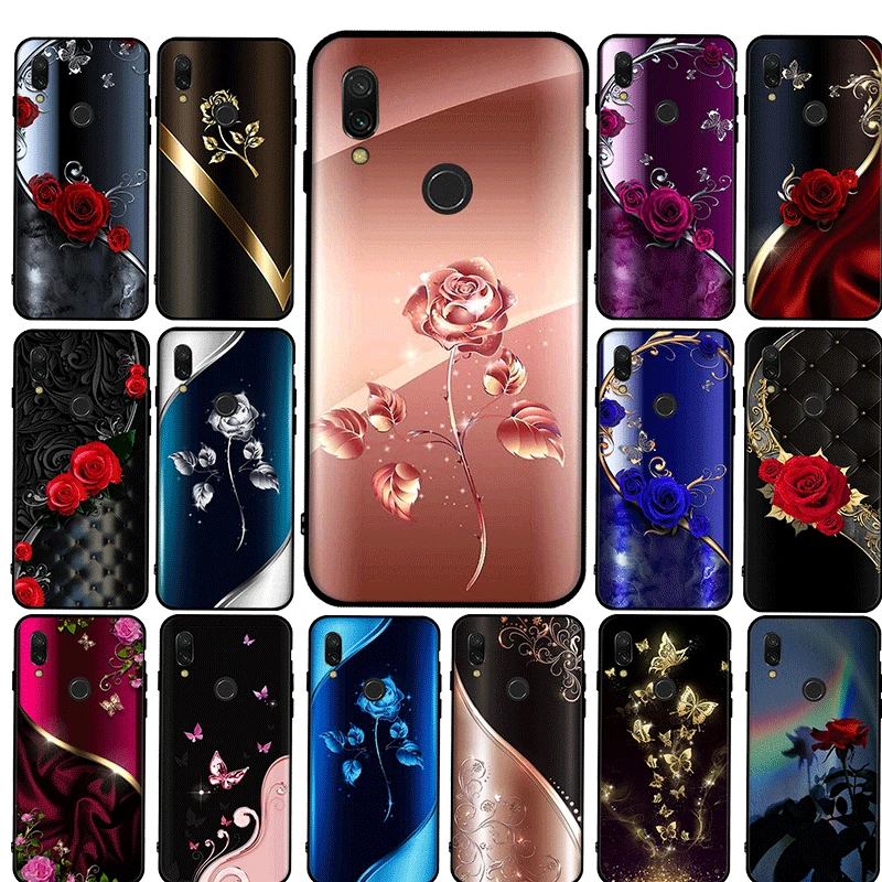 Розовый Золотой красивый цветочный Новый чехол силиконовый для телефона Xiaomi Redmi 9