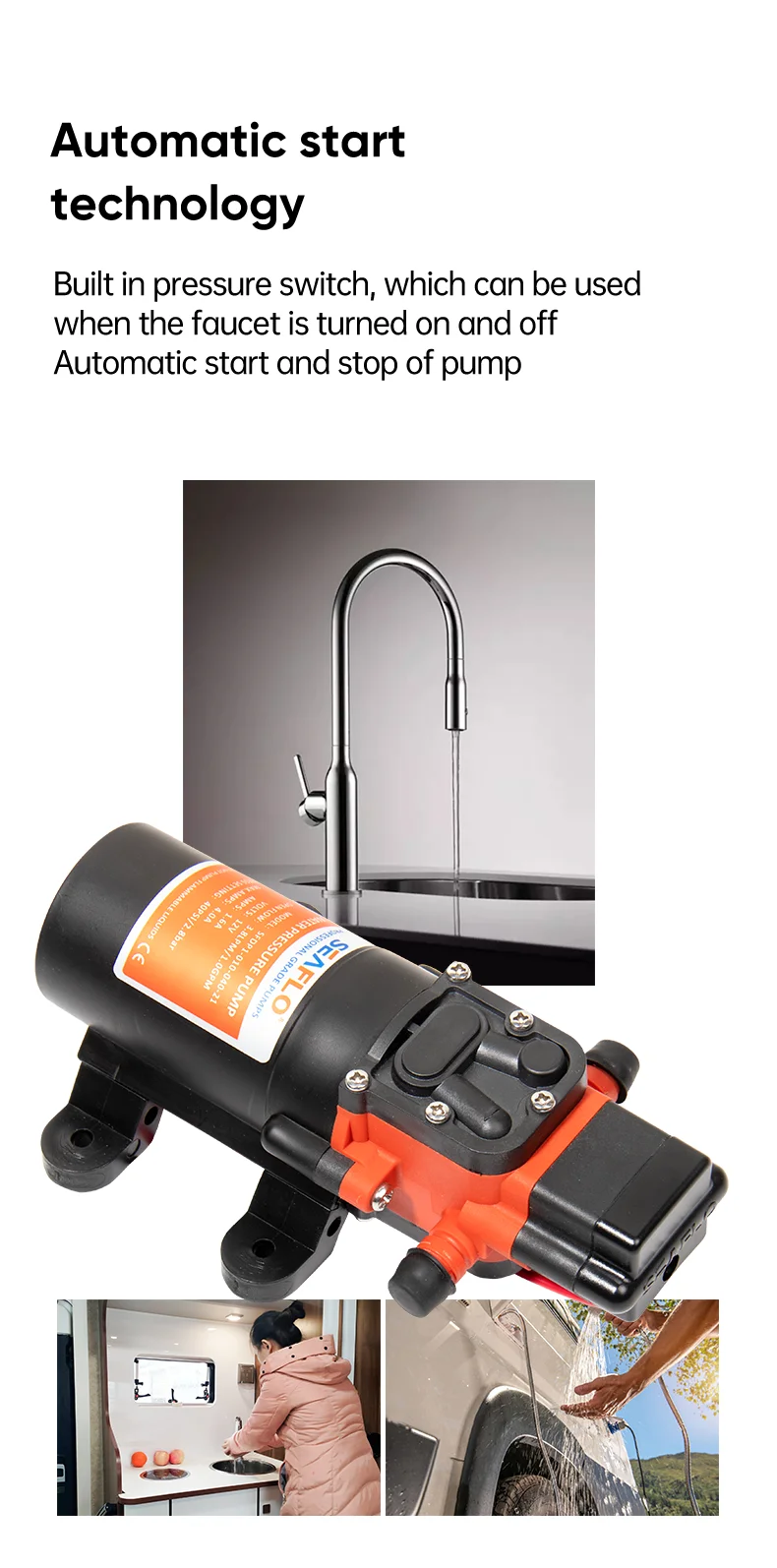 Pompa Acqua 24V Seaflo 4.5 GPM - Automatica Per Camper, Barca E Caravan