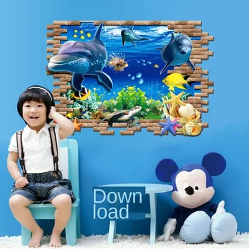 

Creative Personality Self-adhesive Living Room Bedroom Wall Sticker Removable Underwater World