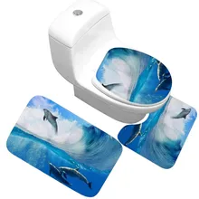 CAMMITEVER 3 шт. морские коврики нескользящий Набор ковриков для ванной ковер комплект коврик для туалета океан Набор ковриков для ванной