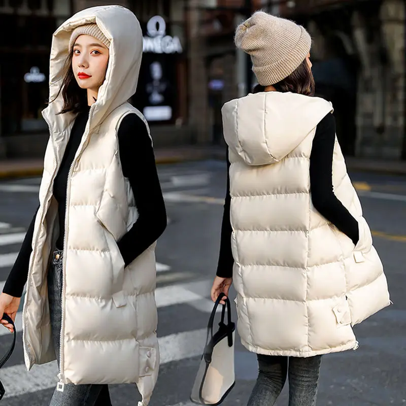 2020 New Autumn And Winter Women's Vest Loose Mid Length Women's Waistcoat Large Size Women's Sleeveless Jacket