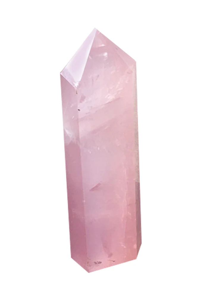 1pc Natural Rock Pink Wand Point Healing Decorative Stone Pink Rose Quartz Crystal For Home Diy Mineral Stone Collection