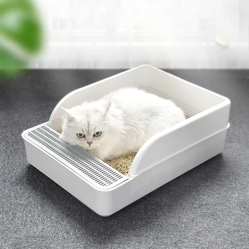 

Cat Litter Box Anti-Splash Semi-Enclosed Deodorant Pet Dog Toilet Bedpan Cat Toilet Pan Sandbox with Shovel