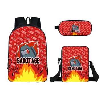 

Hot 3D Print Impostor Among Us Bag Video Game Backpack 3pcs/set Zipper Pencil Case Schoolbag Bolsa Feminina Women Travel Bags