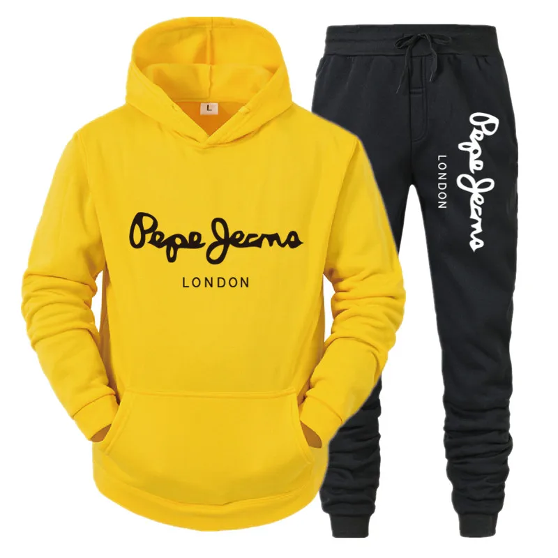 

New Tracksuit Men set LONSDALE Prin Hooded Sweatshirts set Fleece Hoodies Sportswear Set Sweatpants Hoodies Men's 2 piece set
