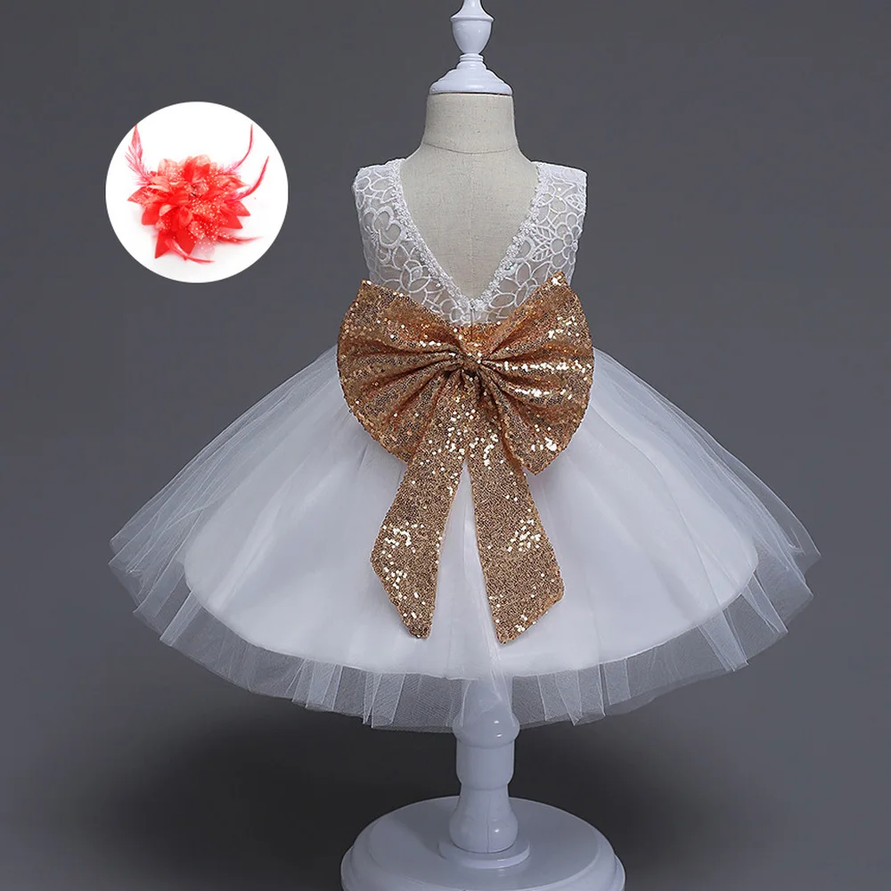 white and gold little girl dresses
