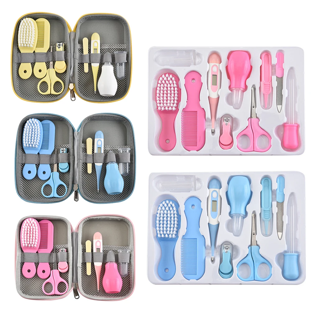 8Pcs/Set Baby Health Care Kit Thermometer Nose Cleaner Safety Tools Newborn Hygiene Kits Grooming Brush Set Nail | Мать и ребенок