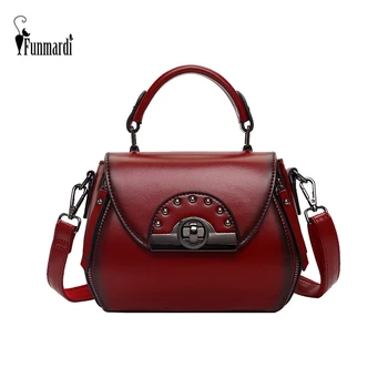 

FUNMARDI Luxury Rivet Saddle Bag Vintage PU Leatehr Shoulder Bag 2020 Crossbody Bag For Women Bag Small Lady Bag Brand WLHB3079