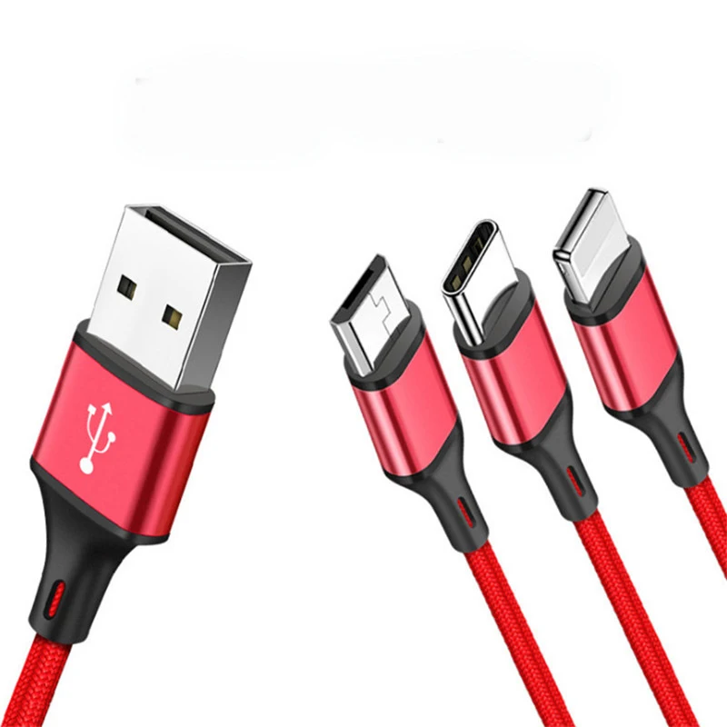 BBR Быстрая зарядка 3в1 8Pin usb type C Micro USB кабель нейлоновый шнур для iPhone11 X 7 8 6S Plus samsung