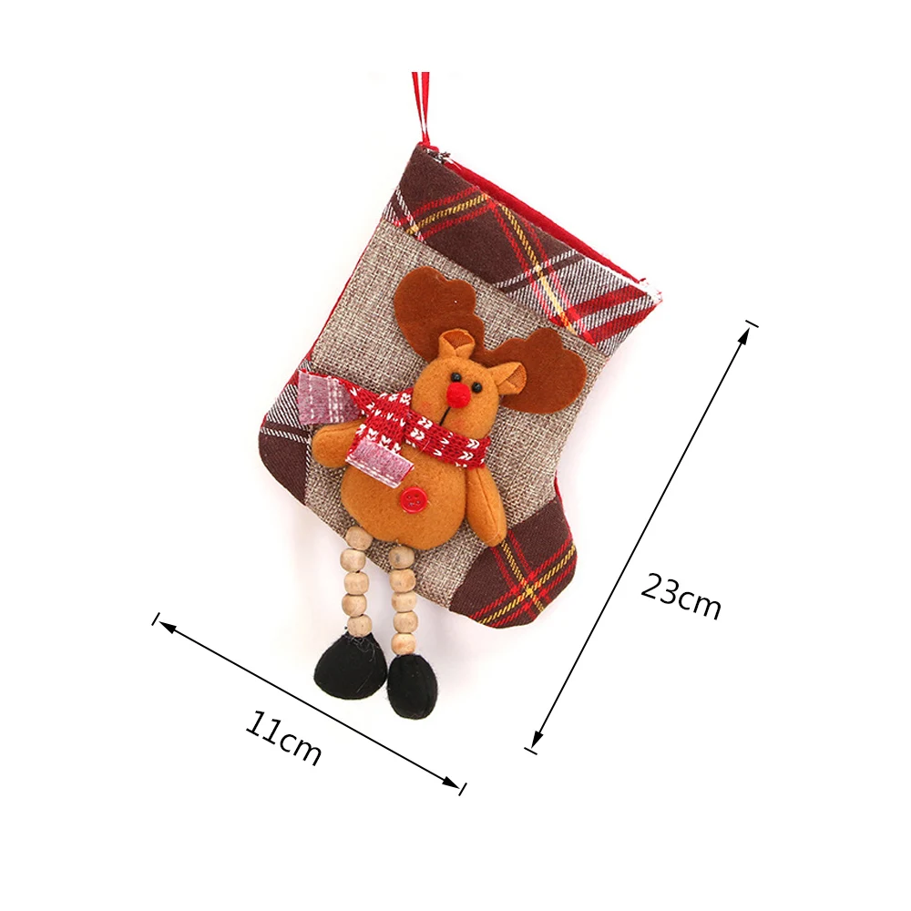 Santa Claus Sock Gift Christmas Stockings Hanging Ornaments Gift Holders Kids Candy Bag Xmas Christmas Tree Decorations - Цвет: 1PC Z