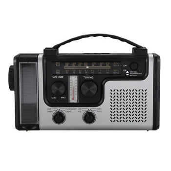 

Outdoor Multifunctional Solar Radio Portable FM/AM Radio Built-in Speaker Support LED Emergency Flashlight Table Lamp Thermomete