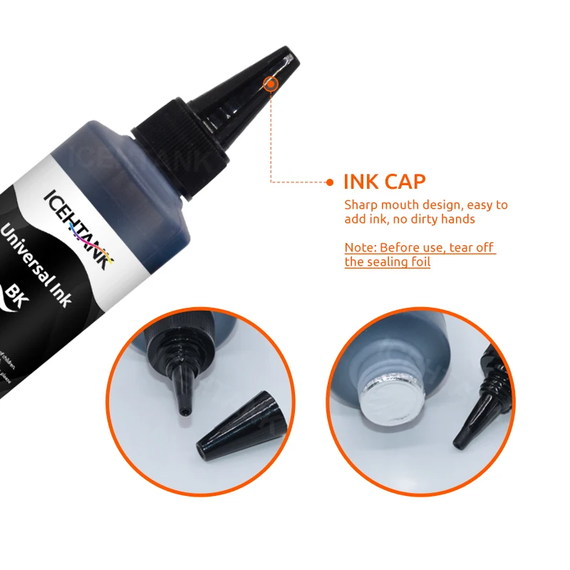 5PCS/SET CMYK 100ml Universal Refill Dye Ink Compatible For HP for Canon for Brother Epson printer ink Icehtank dye ink kit,dye ink refill,inkjet printer ink