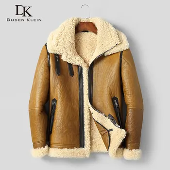 

Men's Genuine Leather Jacket Sheepskin Winter Warm Wool Coat Shearling Outerwear 2019 New Designer Brand Luxury Fur Yellow C820