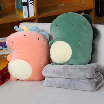 

Dinosaur Throw Pillow Office Cushion Sofa Living Room Cute Pillow Quilt Dual-use Pillow Blanket Two-in-One Birthday Gift