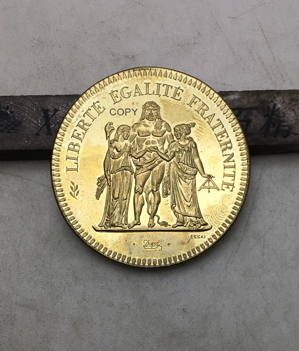 Франция REPUBLiQUE FRANCAISE 1973 20 франков LIBERTE EGALITE FEATERNITE Золотая монета латунь Металл Имитация монеты Гладкий край