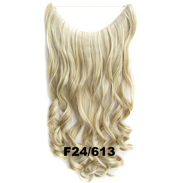 24inch 50grams 100grams Synthetic Hair Extension Gradual Color Brown Gray Blonde String Halo Hairpieces Extensions 100g-F24-613-wavy